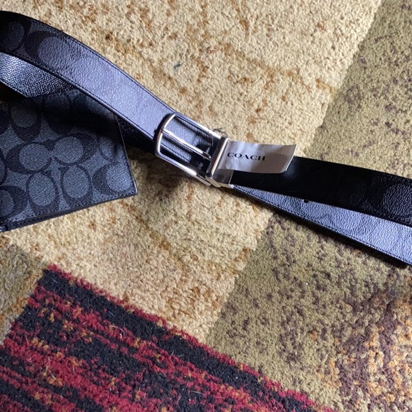Coach Charc. and black backpack, belt and wallet